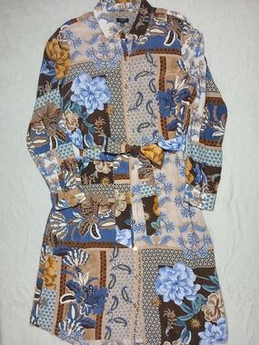 Talbots Patchwork Floral Shirt Dress Womens 10P